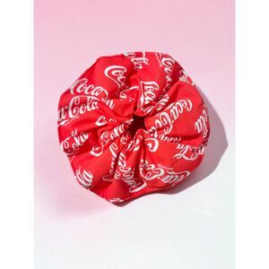 Handmade Oversized Coca-Cola Hair Scrunchie- Red White Logo 100% Cotton 7" Jumbo